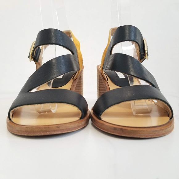 MODERN VINTAGE Open Toe Sandals Black Tan Heels 6 - Picture 9 of 12